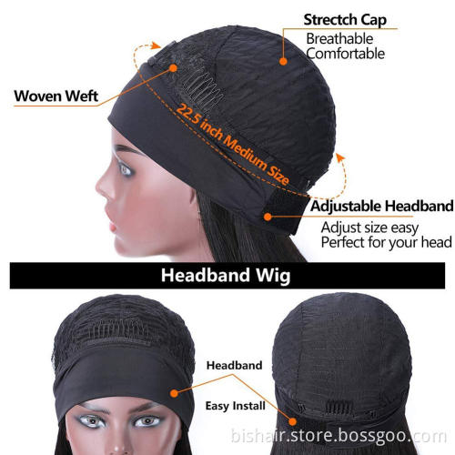 Body Wave Glueless Wigs with Headband Wigs Suitable for black ladies 180% density Long wave wig natural color wholesale discount